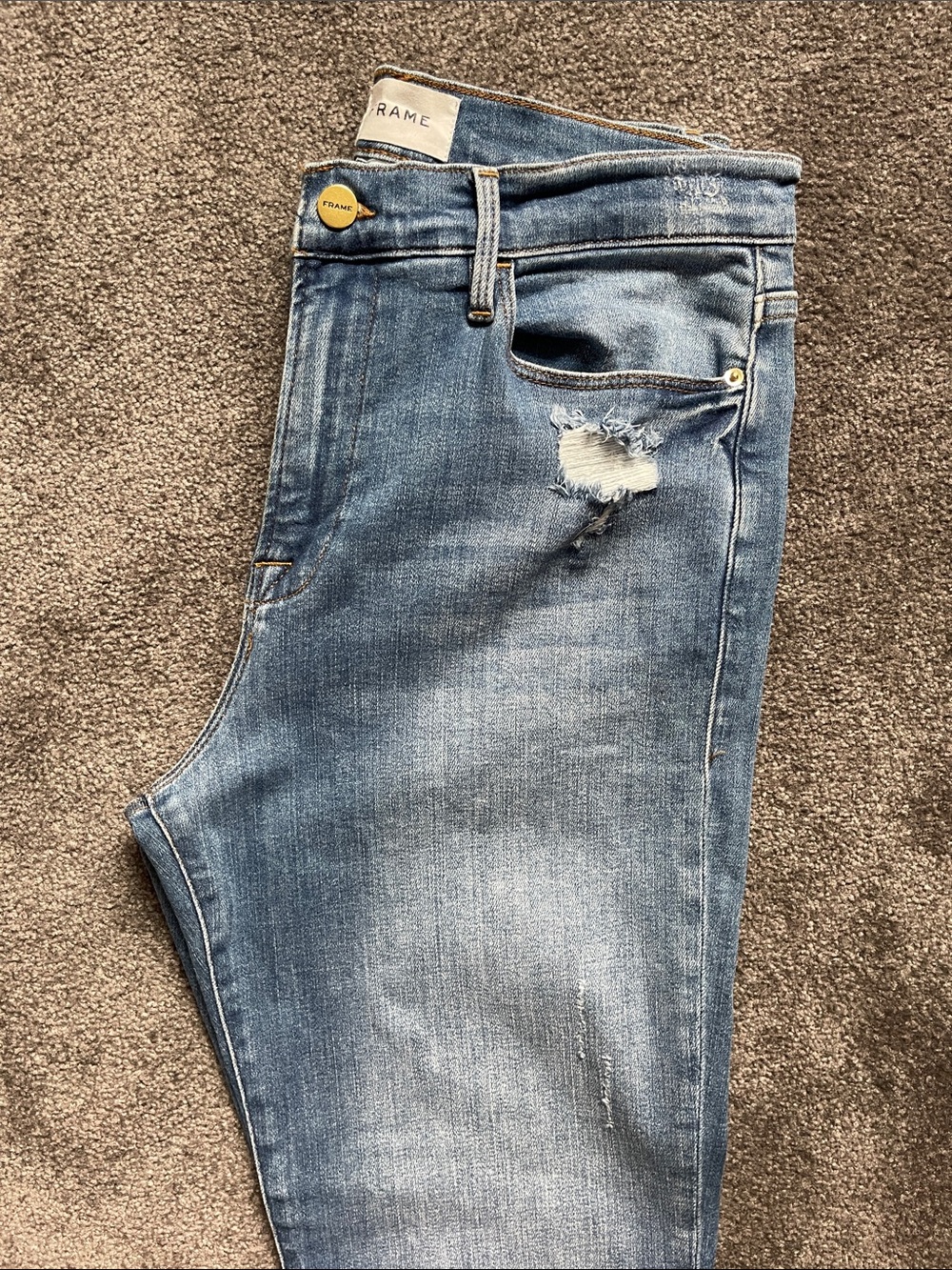 Frame Denim Le High Straight. Light Blue Distressed straight leg Jeans 31 - Picture 4 of 8